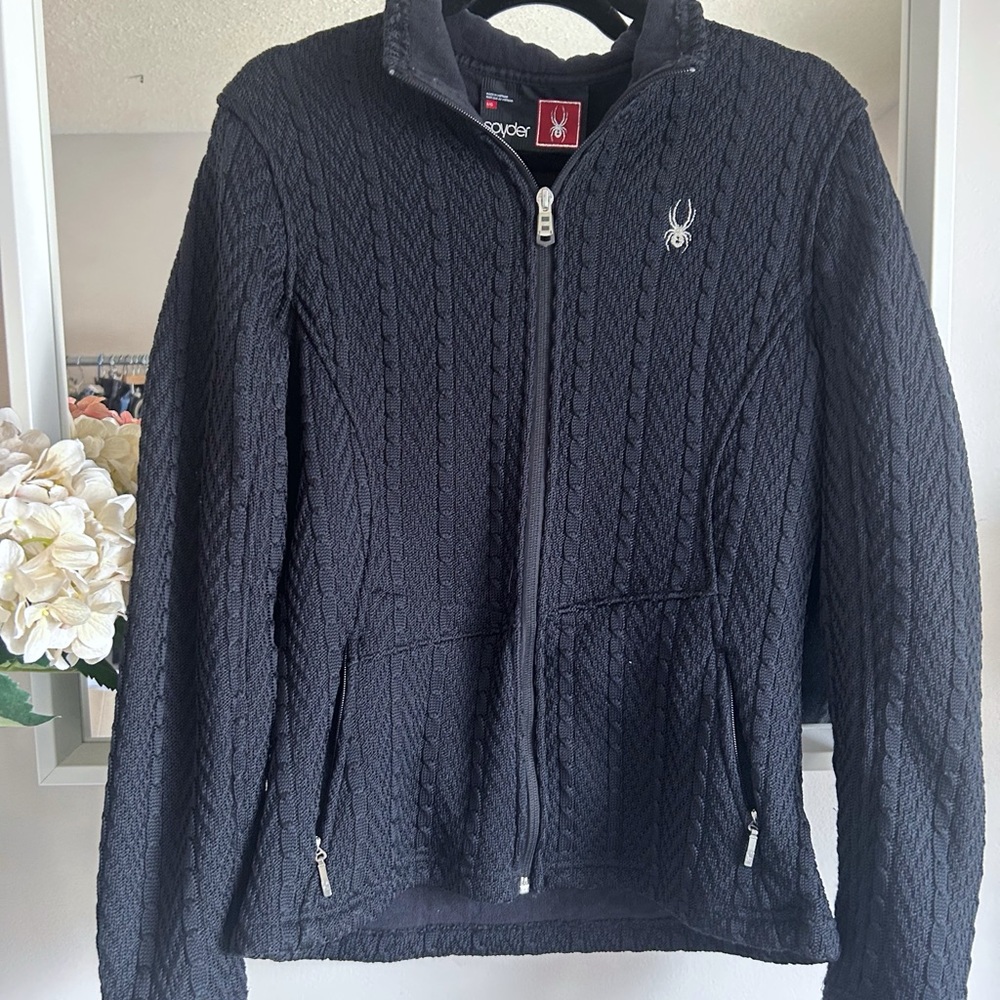Spyder Black Cable Knit Jacket